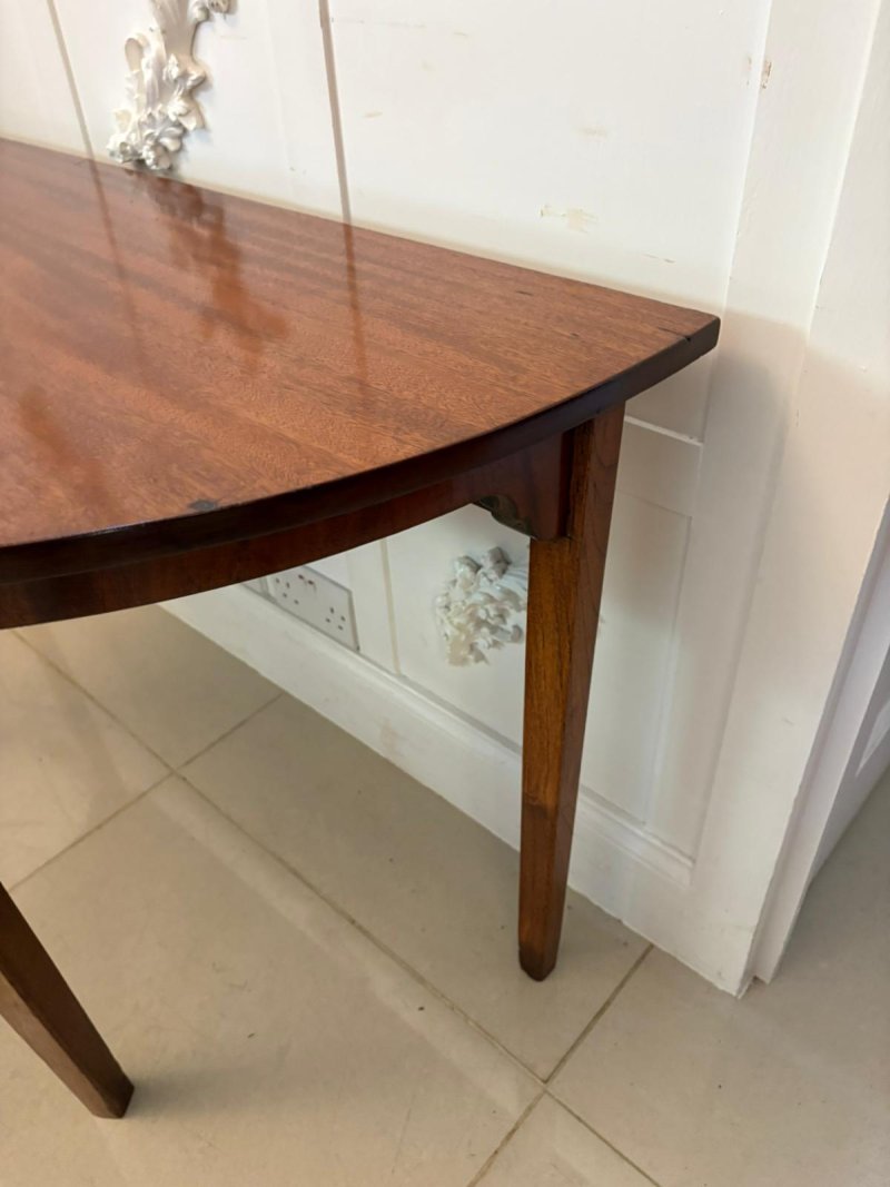 Pair of Antique George III Quality Figured Mahogany Shaped Demi Lune Console Tables - Image 15